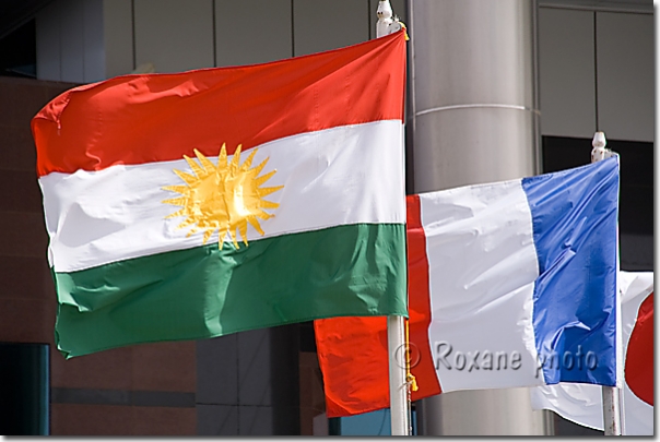 Drapeaux kurde et français - Flags of Kurdistan and France - Erbil - Arbil  Irbil - Hewler - Hawler